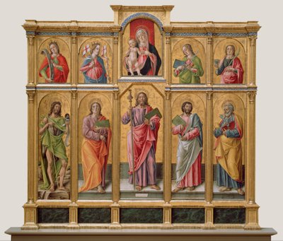 Políptico con Santiago el Mayor, Madonna y el Niño, y Santos de Bartolomeo Vivarini